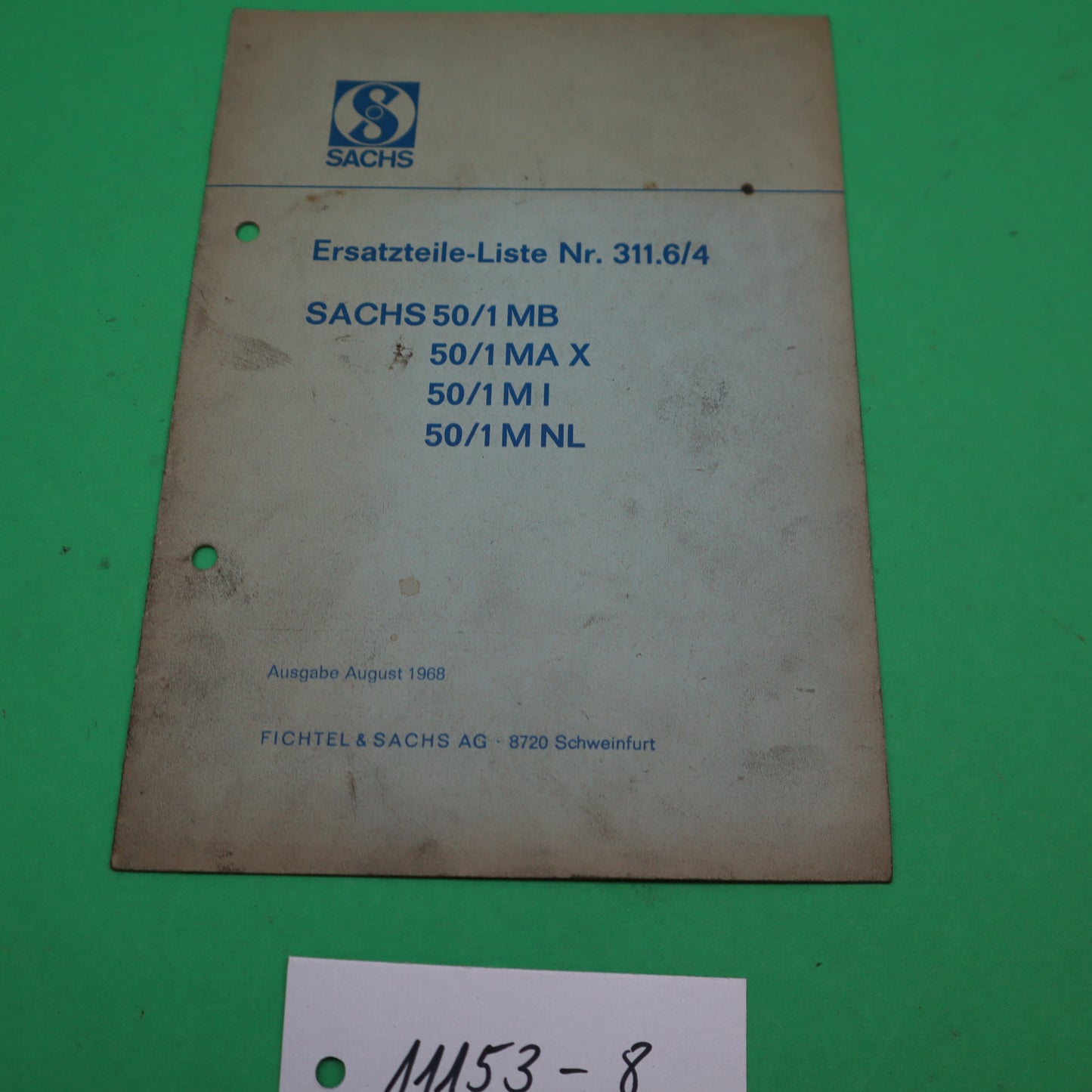 SACHS 50/1 MB Ersatzteile Liste Nr. 311.6/4 Handbuch