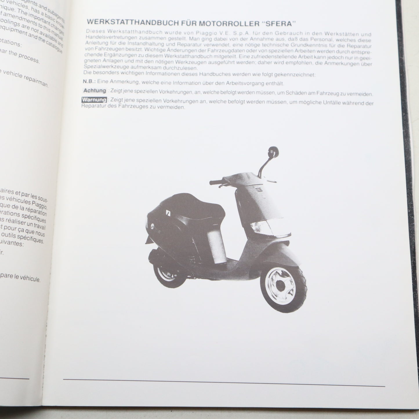 Werkstatthandbuch Piaggio Sfera Motorroller 50 ccm von 1991