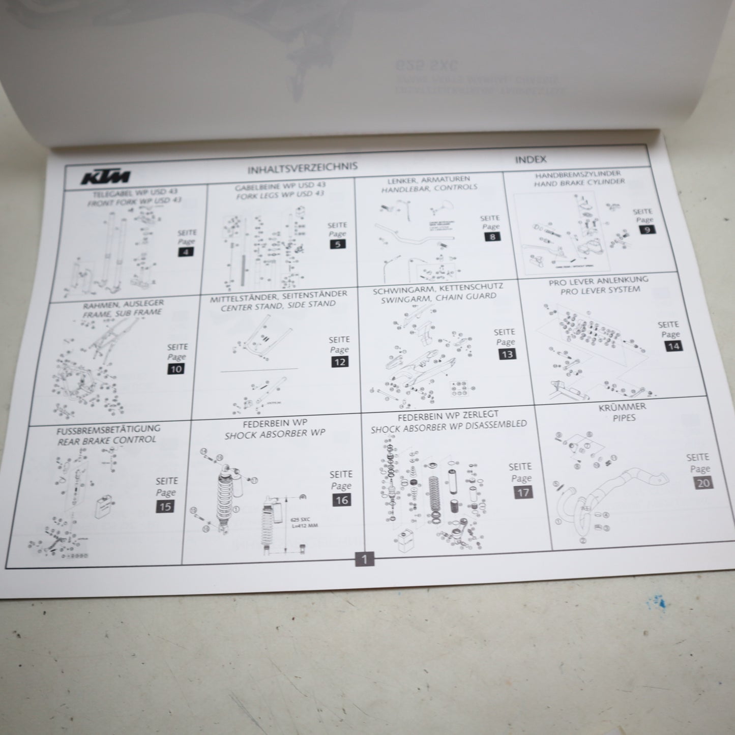 KTM 625 sxc  SPAREPARTS MANUAL 2004 Handbuch