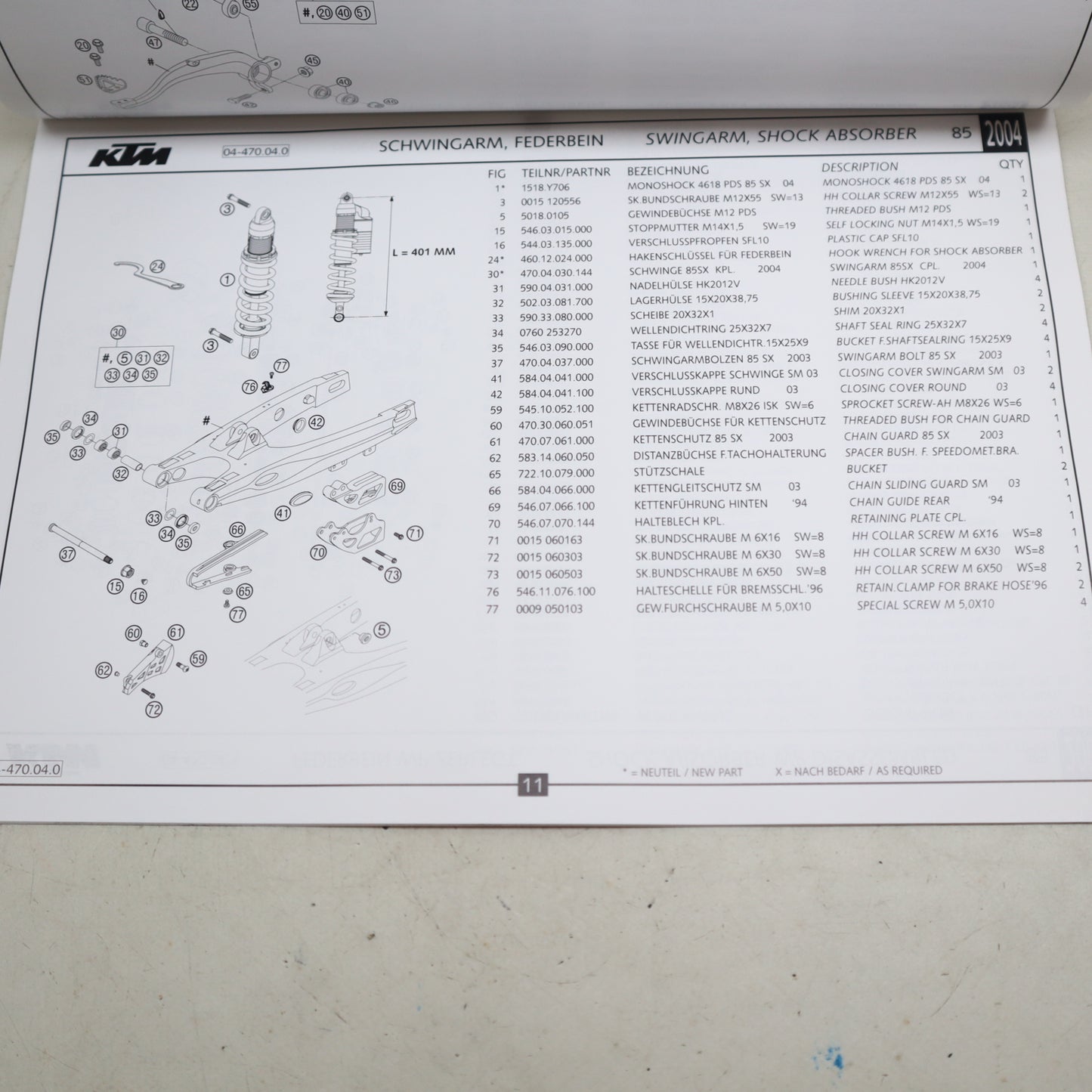 KTM 85 SX SPAREPARTS MANUAL 2004 Handbuch