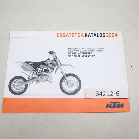 KTM 50 MINI ADVENTURE/ SENIOR ADVENTURE ERSATZTEIL KATALOG 2004 Handbuch