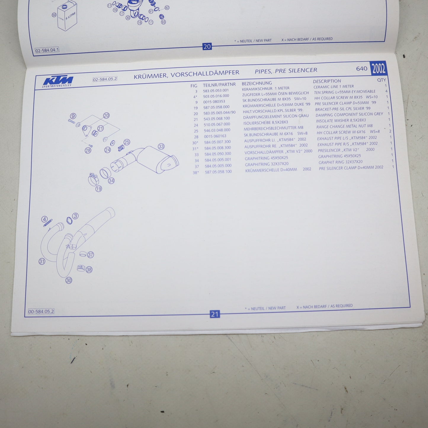 KTM 640 LC4/ SUPERMOTO Ersatzteilkatalog Fahrgestell 2002 Handbuch