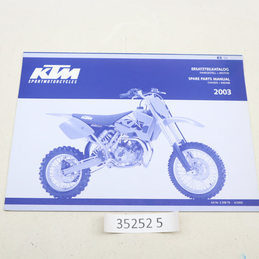 KTM 65 SX Ersatzteilkatalog Fahrgestell, Motor 2003 Handbuch