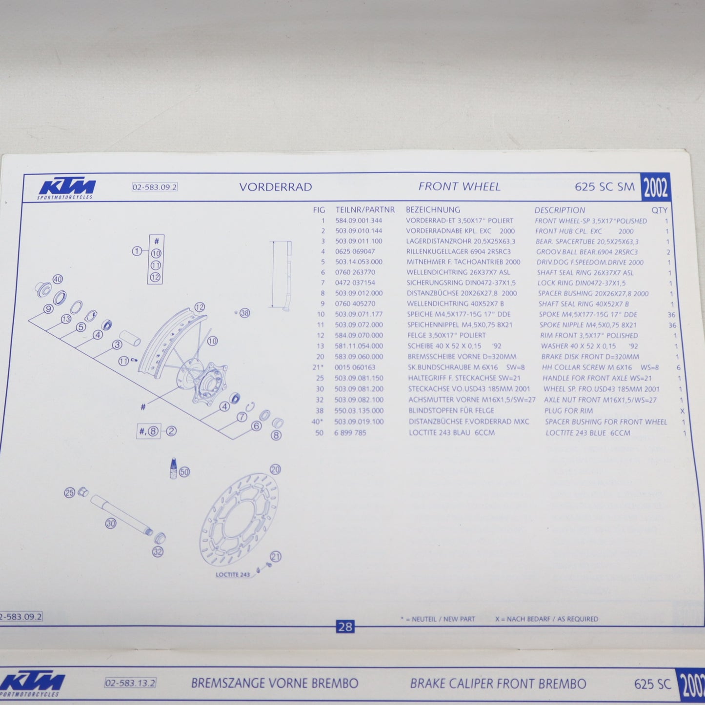 KTM 625 LC4 SUPERCOMPETITION/ SUPERMOTO Ersatzteilkatalog Fahrgestell 2002 Handbuch