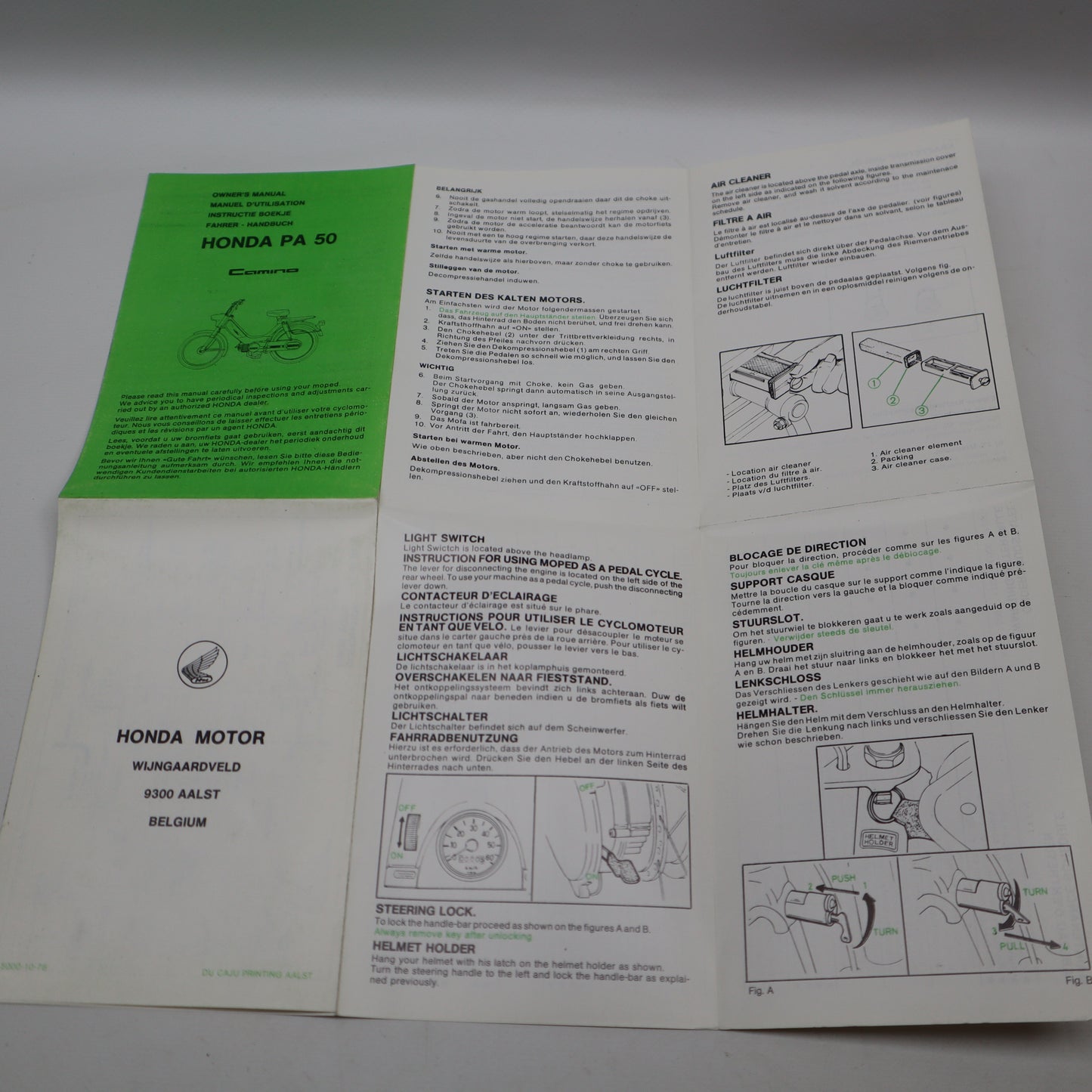 Honda PA 50 Camino Bedienungsanleitung / Owner's Manual
