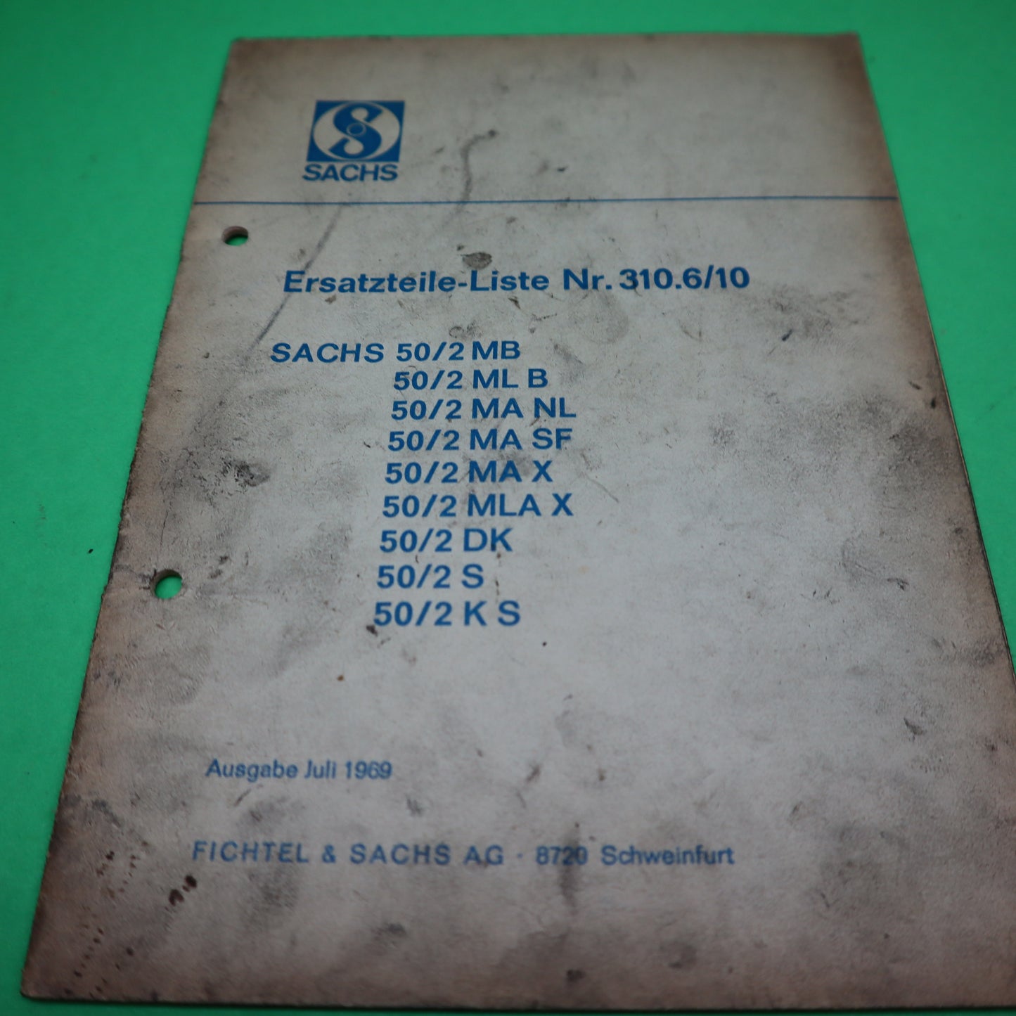 Sachs 50 2 Motor Ersatzteile-Liste